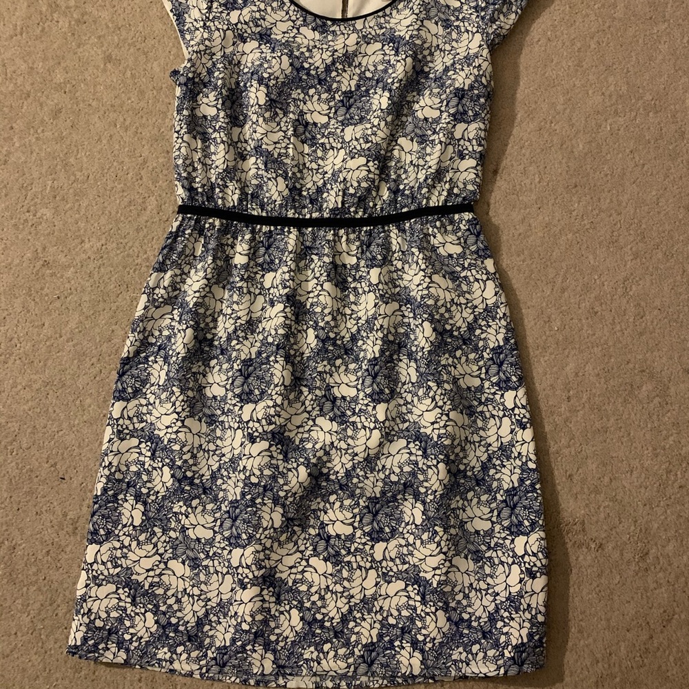 LOFT Blue/White Floral Short Dress. Size 2